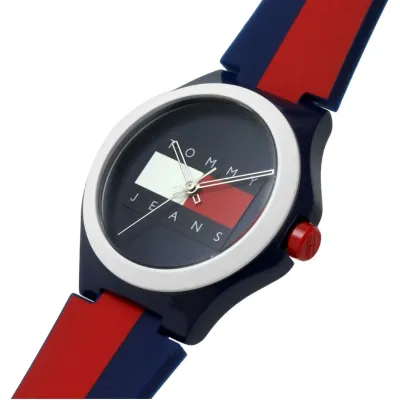 Tommy Hilfiger Unisex with Red and Blue Silicone Bracelet Watch 